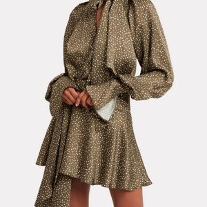 Acler Doheny Tie Neck Polka Dot Dress